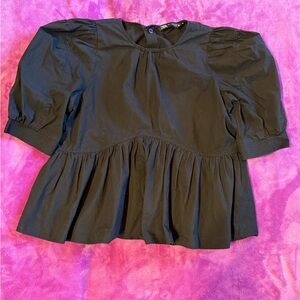 Zara Black Puff Sleeve Blouse #584